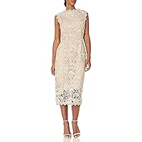 Dress the Population Women's Claudette Lace Sheath Midi Dress