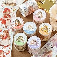 6pcs Decorative Adhesive Tapes Cute Character Washi Tape Great for Bullet Journal Supplies, Arts, Scrapbook, DIY Crafts, Planners (xindongjingling)