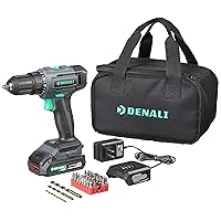 Amazon Brand - Denali by SKIL 20V Drill Driver Kit with 36 Piece Bit Set, Includes 2.0Ah Lithium Battery, 1A Compact Charger and Carry Bag, Blue