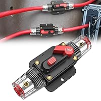 Nilight 150A Inline Circuit Breaker Resettable 12-24V DC Manual Reset Fuse Holder 3-15AWG Overload Protection for Car Audio Sound Amplifier System RV Marine Boat Truck Solar Inverter, 2 Years Warranty