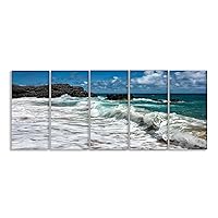 Stupell Home Décor Breaking Waves Coastal Scene 5pc Stretched Canvas Wall Art Set, 10 x 1.5 x 21, Proudly Made in USA