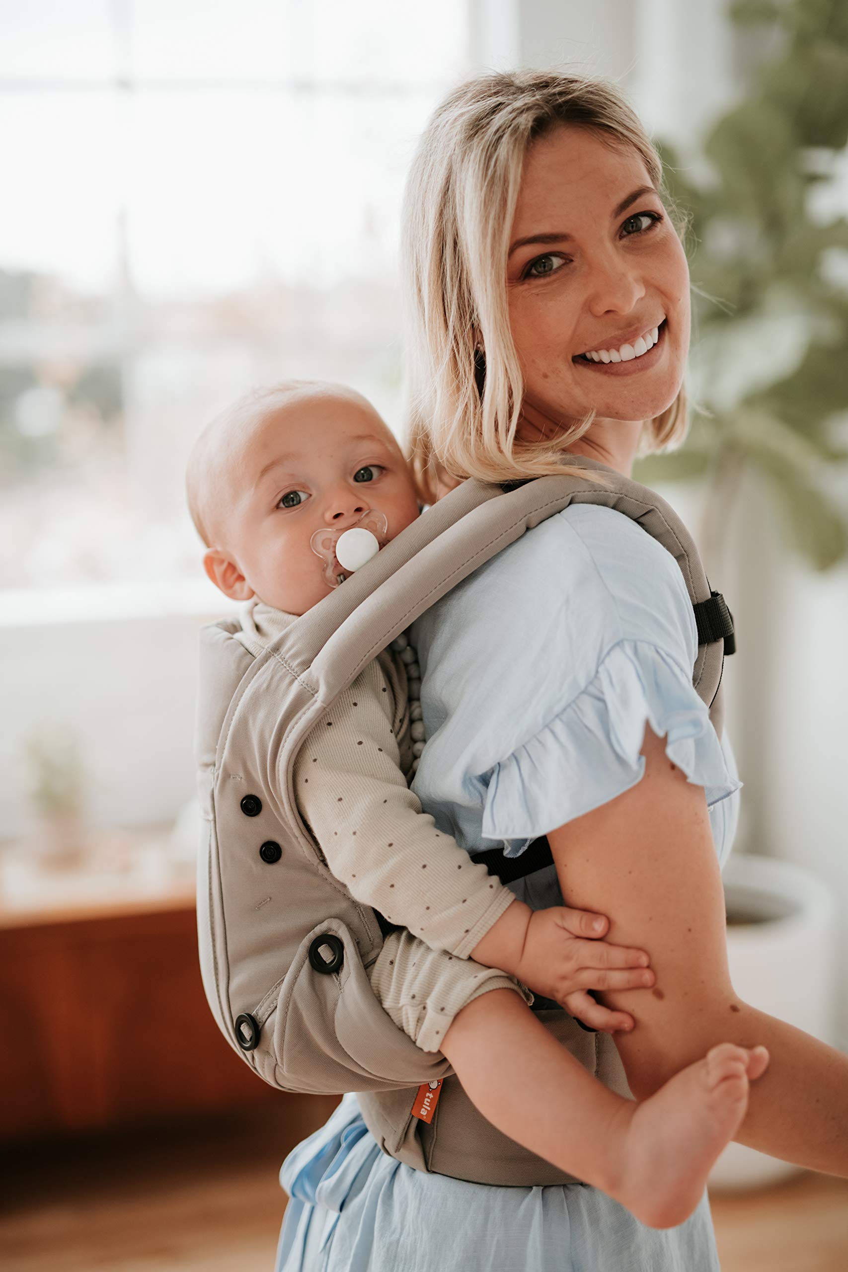 Baby Tula Coast Explore Mesh Baby Carrier 7 – 45 lb, Adjustable Newborn to Toddler Carrier, Multiple Ergonomic Positions Front and Back, Breathable – Coast Overcast, Light Gray with Light Gray Mesh