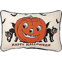 Primitives by Kathy Happy Halloween, Retro-Inspired Throw Pillow, 1 Count (Pack of 1)