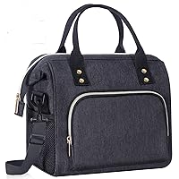 Lunch Box for Men, Insulated Lunch Bag, Leak Proof Lunch Cooler Bag Insulated for Work, Black Lunch Tote Bags Women with Adjustable Shoulder Strap(Black)