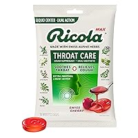 Max Swiss Cherry Throat Care Large Bag | Cough Suppressant Drops | Dual Action Liquid Center | Soothing Long-Lasting Relief - 34 Count (Pack of 1)