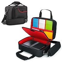 USA Gear Card Deck Storage Bag Compatible with TCG and CCG Card Games - Card Protector Bag with Padded Shoulder Strap, Customizable Interior, Weather Resistant - Fits Boxes and Loose Cards - Red