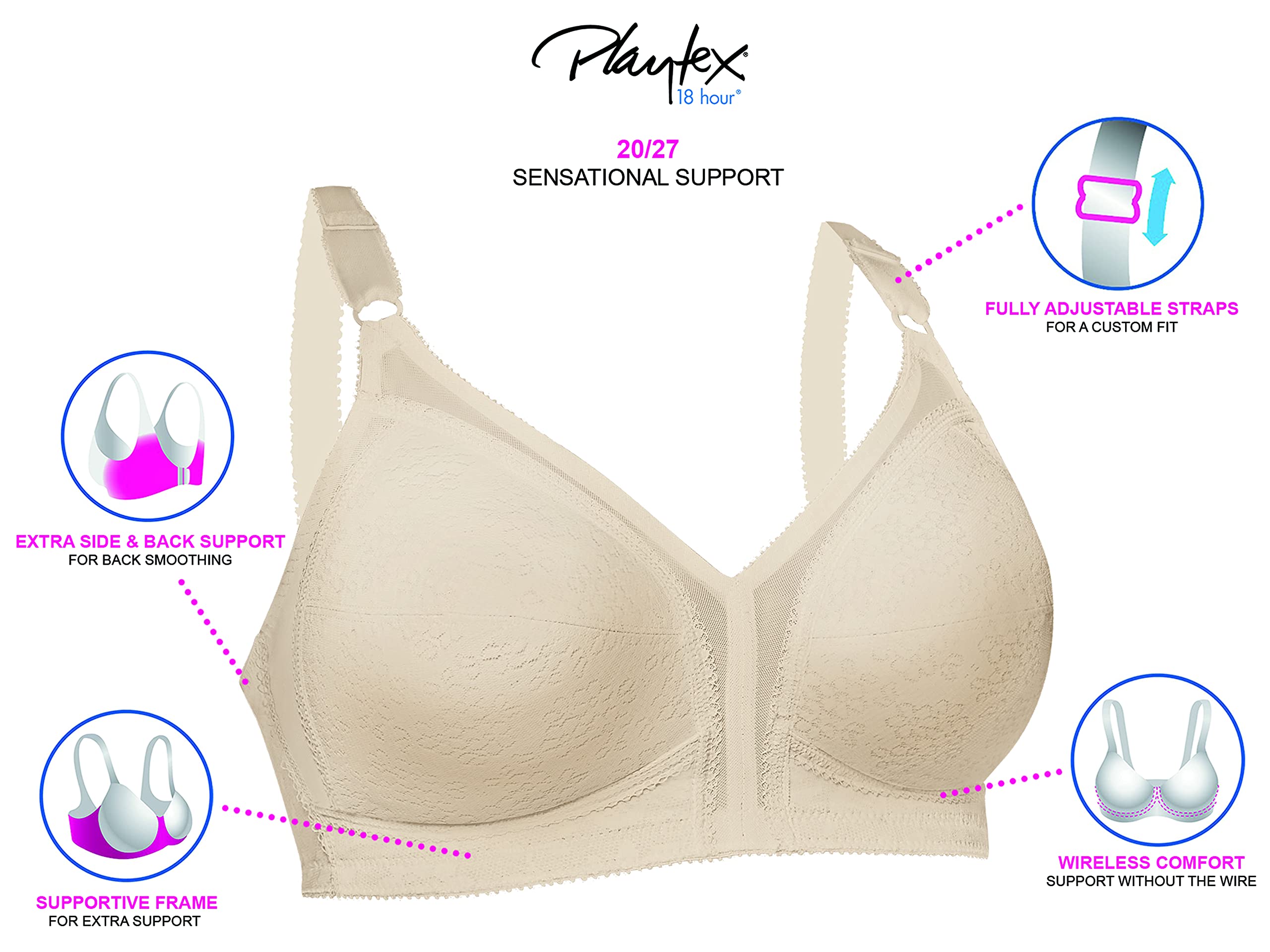 Playtex Women's 18 Hour Sensational Support Wireless Bra US0020