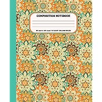 College Ruled Composition Notebook :: vintage color flowers patern cover, College ruled, 60 sheets 120 pages , 7.5