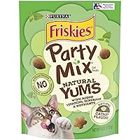 Purina Friskies Made in USA Facilities, Natural Cat Treats, Party Mix Natural Yums Catnip Flavor - (Pack of 6) 6 oz. Pouches