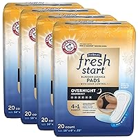 FitRight Fresh Start Postpartum and Incontinence Pads for Women, Overnight Absorbency (80 Count) Bladder Leakage Pads with The Odor-Control Power of ARM & HAMMER (20 Count, Pack of 4)