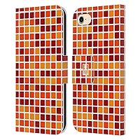 Orange Mosaic Tiles Leather Book Wallet Case Cover Compatible with Apple iPhone 7/8 / SE 2020 & 2022