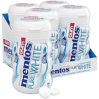 Mentos Pure White Sugar-Free Chewing Gum with Xylitol, Sweet Mint, 50 Piece Bottle (Bulk Pack of 4)