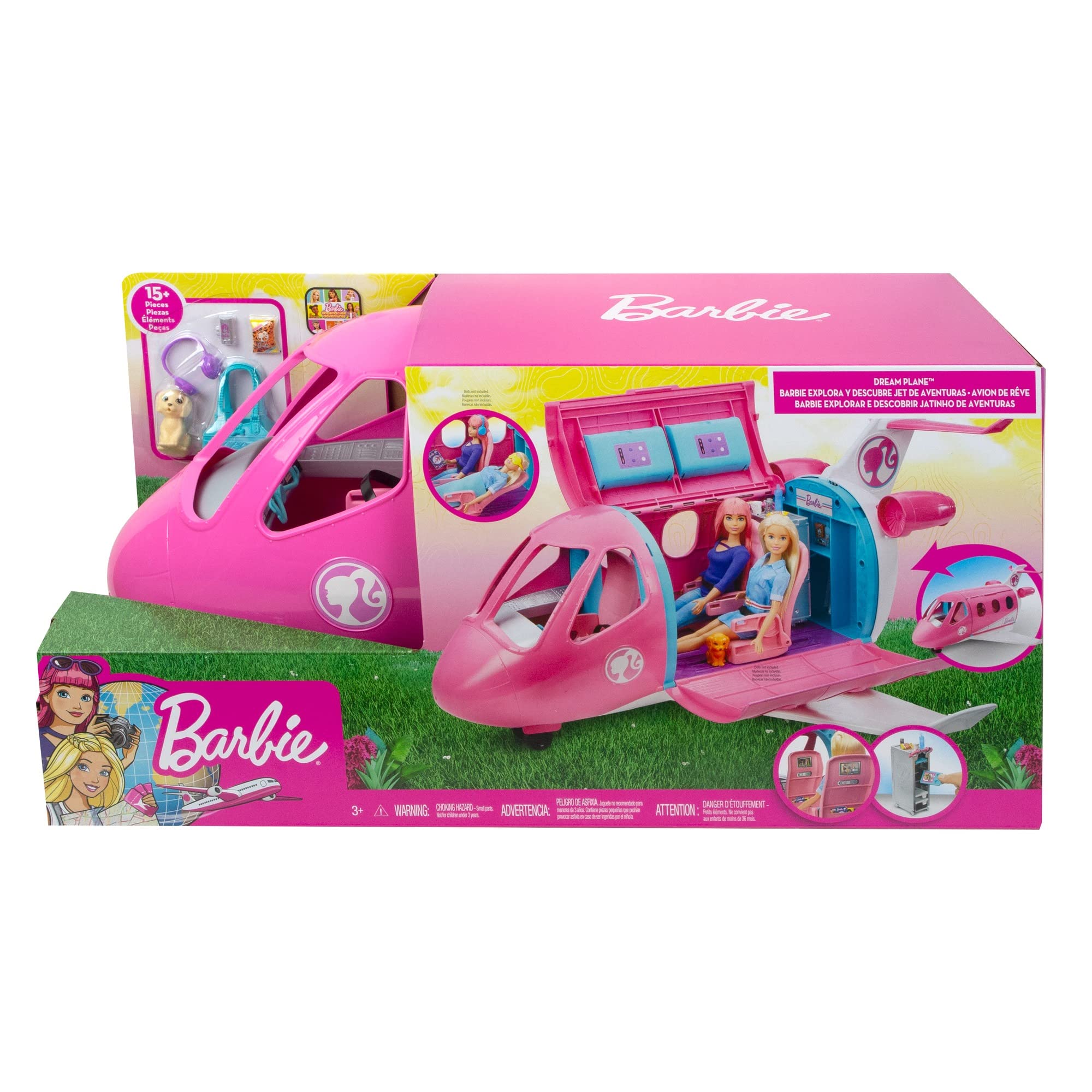 Barbie Airplane Playset, Dreamplane with 15+ Accessories Including Puppy, Snack Cart, Reclining Seats and More (Amazon Exclusive)