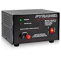 Pyramid Universal Compact Bench Power Supply - 10 Amp Linear Regulated Home Lab Benchtop AC-to-DC 12V Converter w/ 13.8 Volt DC 115V AC 250 Watt Input, Screw Type Terminals, Cooling Fan, LED