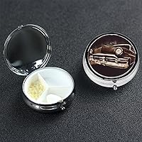 Pill Case Round Pill Box with 3 Compartment American Car in Brown Pill Organizer Waterproof Medicine Organizer Box for Travel Metal Pill Containers for Medication Planner
