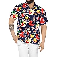 HAPPY BAY Men's Hawaiian Shirts Short Sleeve Button Down Shirt Mens Halloween Shirt Casual Vacation Summer Shirts