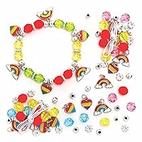 Baker Ross FE111 Rainbow Charm Bracelet Kits - Pack of 3, Perfect for Kids Jewelry Making Activities, Bead Art Activities or Party Crafting