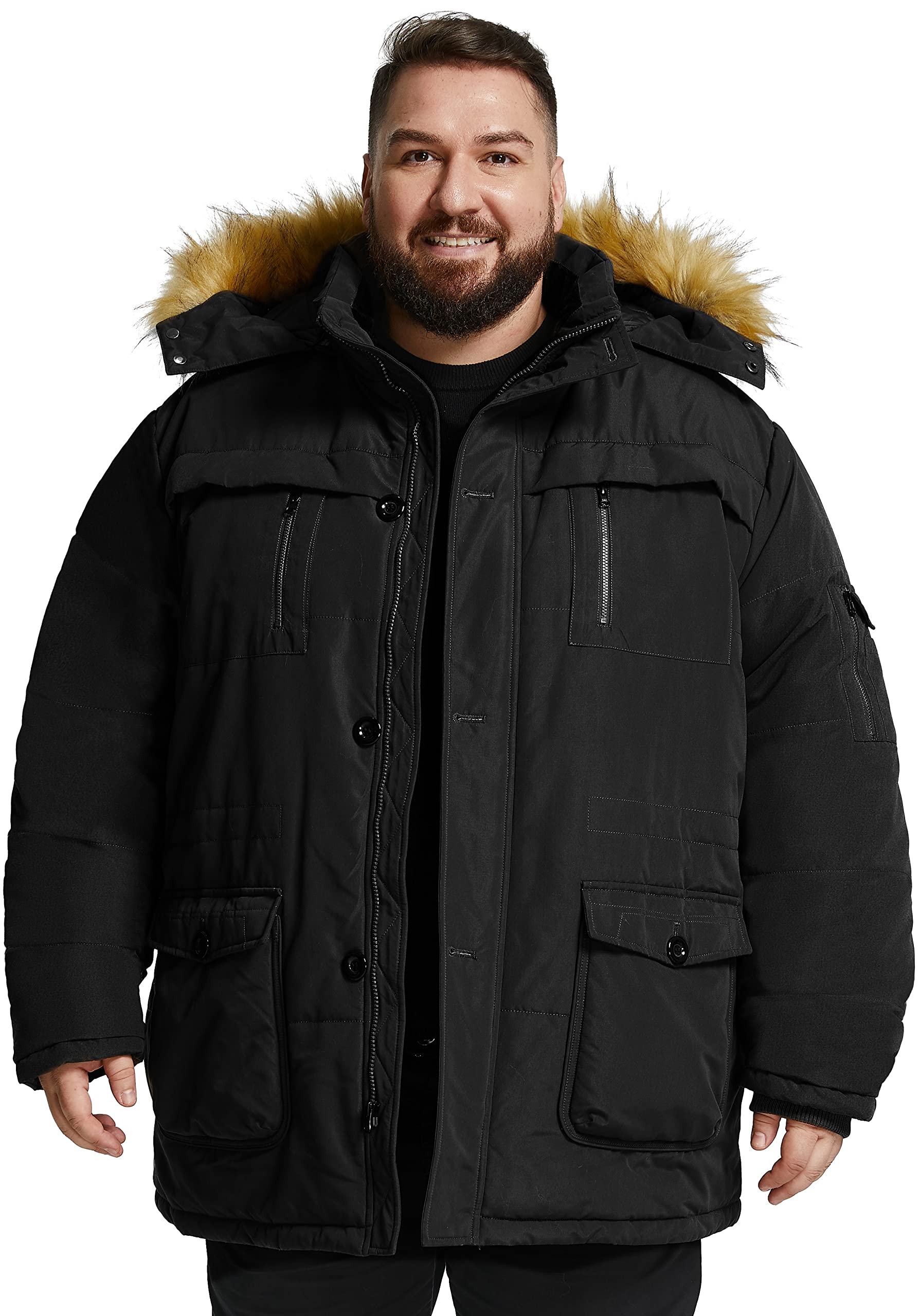 Soularge Men's Big and Tall Winter Warm Heavy Hooded Parka Jacket