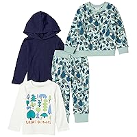 Amazon Essentials Boys and Toddlers' Long-Sleeve Outfit Set, Pack of 4