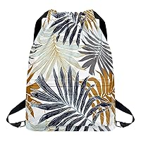 Green Tropical Palm Leaves Gym Bag for Women Durable Lightweight Gym Cinch Backpack Great for Working Out, Travel, and Overnights