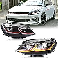 inginuity time LED Facelift Headlights fit for Volkswagen Golf 7 VII MK7 2015 2016 2017 Sequential Indicator Projector Replacement Front Lamps Assembly 【CANNOT FIT GTI 】
