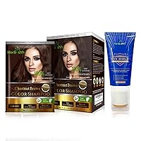 Herbishh Hair Color Shampoo for Gray Hair 10pack+1pack Chestnut Brown + Hair Color Stain Protector – Dye Shield or Defender for Skin