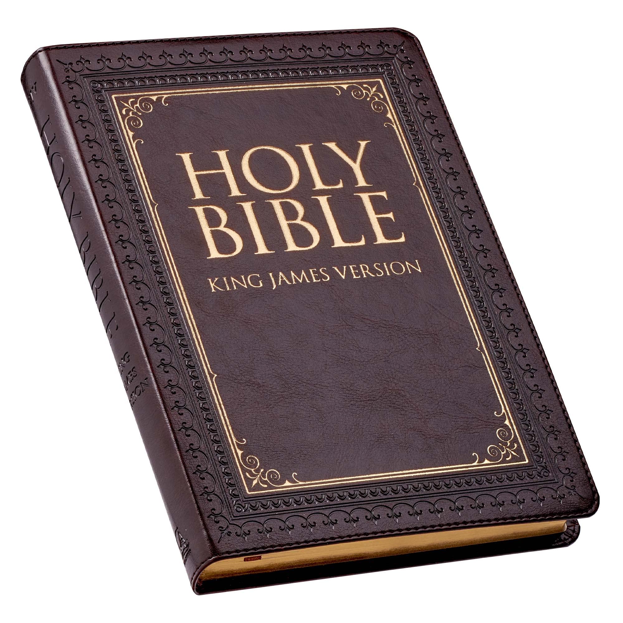 KJV Holy Bible, Thinline Large Print Faux Leather Red Letter Edition - Thumb Index & Ribbon Marker, King James Version, Dark Brown