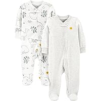 Simple Joys by Carter's Baby 2-Way Zip Thermal Footed Sleep and Play, Pack of 2