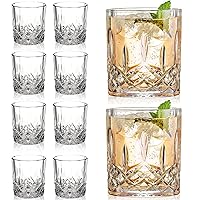Crystal Whiskey Glasses Set of 8(Buy 6, get 2 Free), 11 OZ Old Fashioned Whiskey Glasses, Bourbon Cocktail Rocks Glasses, Clear Bar Glasses for Drinking Scotch Vodka Tequila Rum Gift for Men