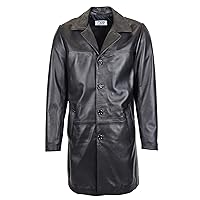DR122 Men's Sheep Leather Coat Buttoned Black