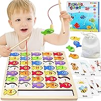 Toddler Toys for 2 3 Year Old Boy, Wooden Magnetic Fishing Game with Letter Cards and Storage Bag, ABC Alphabet Number Preschool Educational Toys, Montessori Fine Motor Toy Gifts for Ages 2-4 Kid Girl