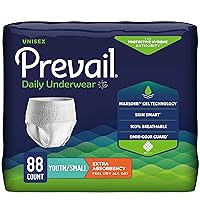 Prevail Daily Protective Underwear - Unisex Adult Incontinence Underwear - Disposable Adult Diaper for Men & Women - Maximum Absorbency - Small - 88 Count (4 packs of 22)