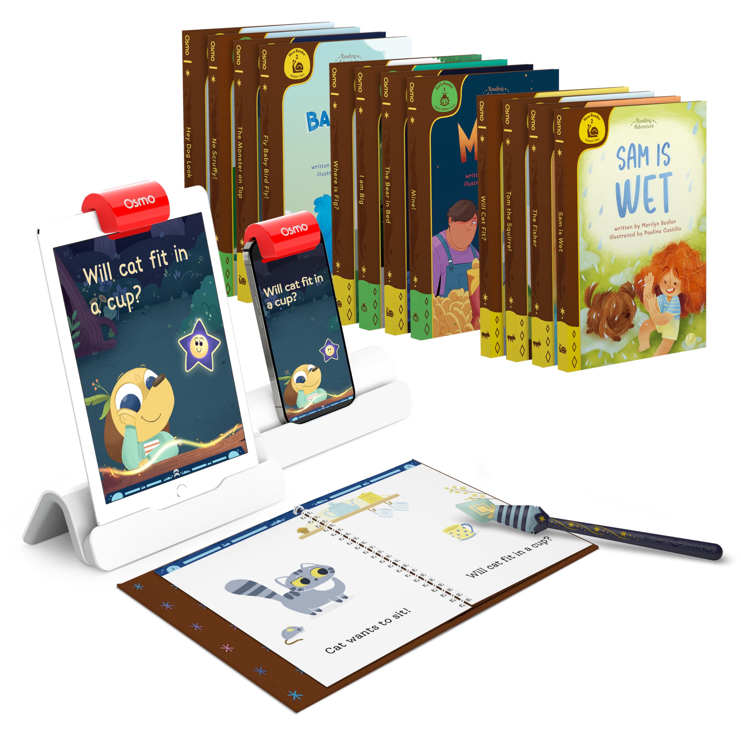 Osmo - Reading Adventure - Beginning to Read Kit for iPad & iPhone - 12 Books - Ages 5-7 - Builds Reading Proficiency, Phonics, Learn to Read, Comprehension & Sight Words (Osmo Base Included)