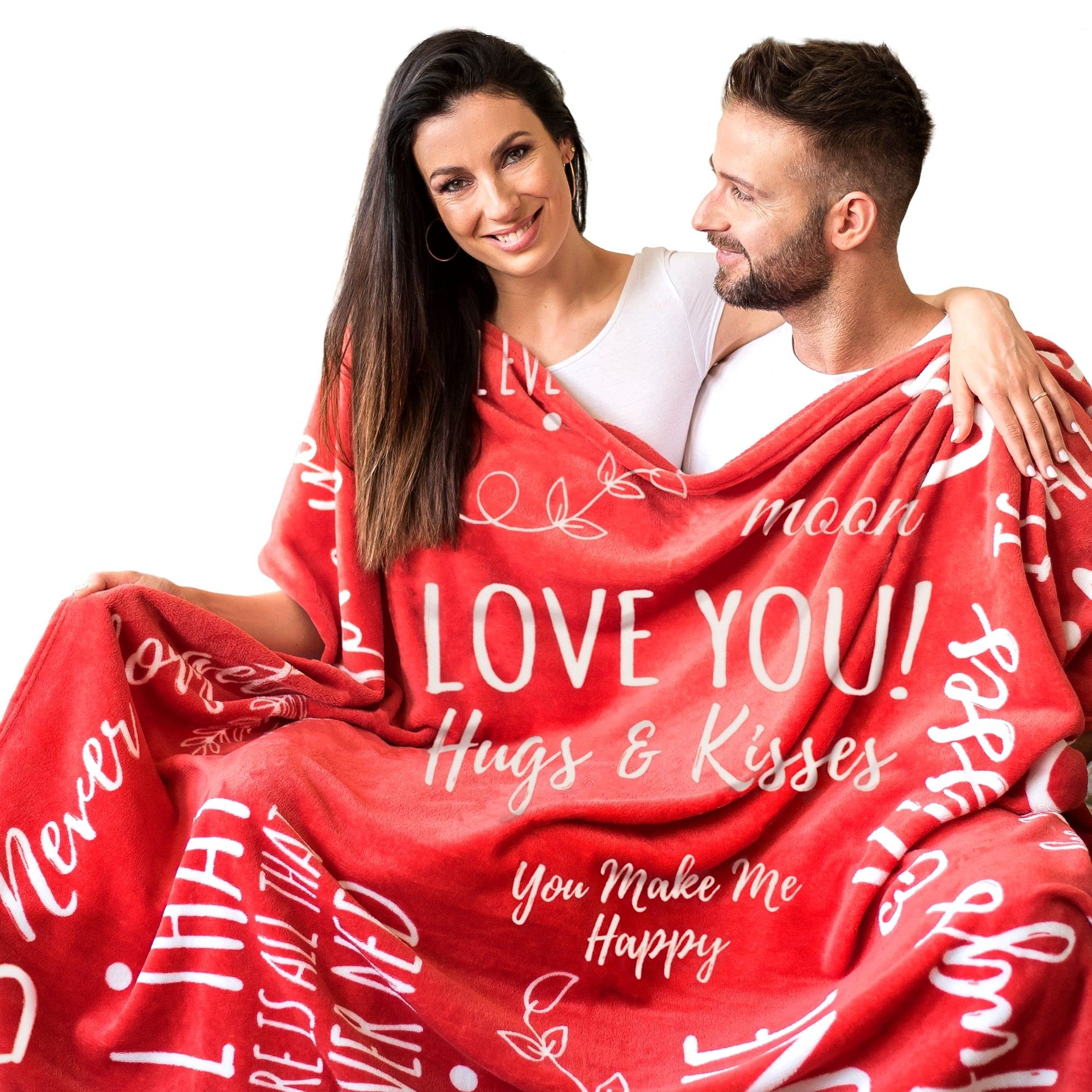 Gifts for Her I Love You Blanket in Gift Packaging I Anniversary, Birthday Gift for Girlfriend, Wife, Family I Gifts for Women I Red Throw 50" ...