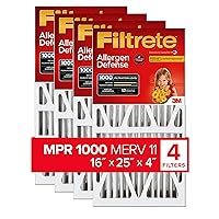 Filtrete 16x25x4 Air Filter, MPR 1000, MERV 11, Allergen Defense 12-Month, 4-Inch Air Filters, 4 Filters (15.88 in x 24.56 in x 4.31 in)