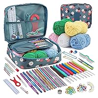 107Pcs Crochet Hooks Set with Storage Case, Crochet Needle Weave Yarn Kits Knitting Accessories