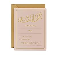 Ginger Ray Pastel & Gold Foiled RSVP Wedding Cards/Invitations (10 Pack), Pink