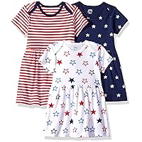 Amazon Essentials Baby Girls' Short-Sleeve Dress, Pack of 3