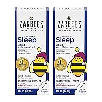 Zarbee's Kids Sleep Supplement Liquid with 1mg Melatonin; Drug-Free & Effective; Easy to Take Natural Berry Flavor for Children Ages 3 and Up; Pack of 2 1 Fl Oz Bottles