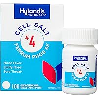 Hyland's Naturals No. 4 Cell Salt Ferrum Phos 6X Tablets, Decongestant and Sinus Relief, Inflammation Supplement, Natural Relief of Cold and Fever Symptoms, Quick Dissolving Tablets, 100 Count