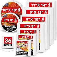 ESRICH Canvases for Painting 36Pack/9Size,Square Canvas with 4x4,6x6,8x8,Rectangle Canvas with 5x7, 8x10, 9x12, 11x14,Round Canvas with 8x8,10x10,Painting Canvas for Oil & Acrylic Paint