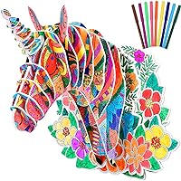 Coloring Unicorn Puzzles Valentine's Day Decorations Creative Crafts Arts Set Unicorn DIY Painting Puzzles with 10 Pens Gifts Wall Hang Craft