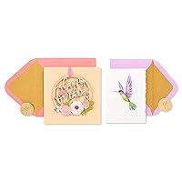 Papyrus Birthday Cards, Flowers and Hummingbird (2-Count)