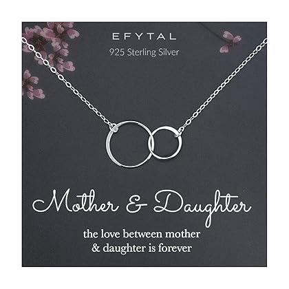 EFYTAL Mothers Day Gifts for Daughter, Sterling Silver Mother Daughter Necklace, Daughter Gift from Mom, Mothers Day Necklace, Mother's Day Jewelry, First Mothers Day Gifts