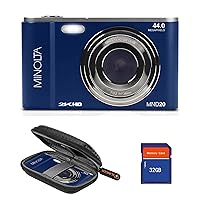 Minolta MND20 44 MP 2.7K Ultra HD Digital Camera with Slinger Camera case (Blue)