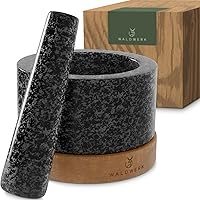 WALDWERK Mortar and Pestle - Mortar and Pestle Set with Anti-Scratch Acacia Wood Base - Mortar with Extra Large Pestle Out of Natural Granite - Large Mortar and Pestle - Perfect for Guacamole