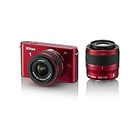 Nikon 1 J1 10.1 MP HD Digital Camera System with 10-30mm VR and 30-110mm VR 1 NIKKOR Lenses (Red)