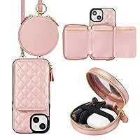 Bocasal A Stylish Crossbody Wallet Case for iPhone 15 + A Mini Round Pouch Bag