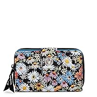 Vera Bradley Cotton Turnlock Wallet with RFID Protection, Daisies