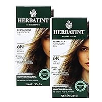 Herbatint Permanent Haircolor Gel, 6N Dark Blonde, Alcohol Free, Vegan, 100% Grey Coverage - 2 Pack